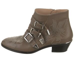 Chloé Leather Studded Accents Lace-Up Boots